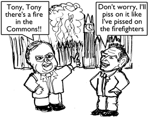 As Blair pisses on the firefighters...