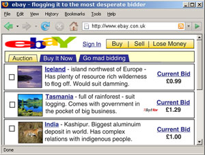 EBAY - flogging it to the most desperate bidder